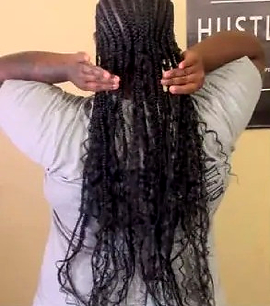 Boho braids seen from the back