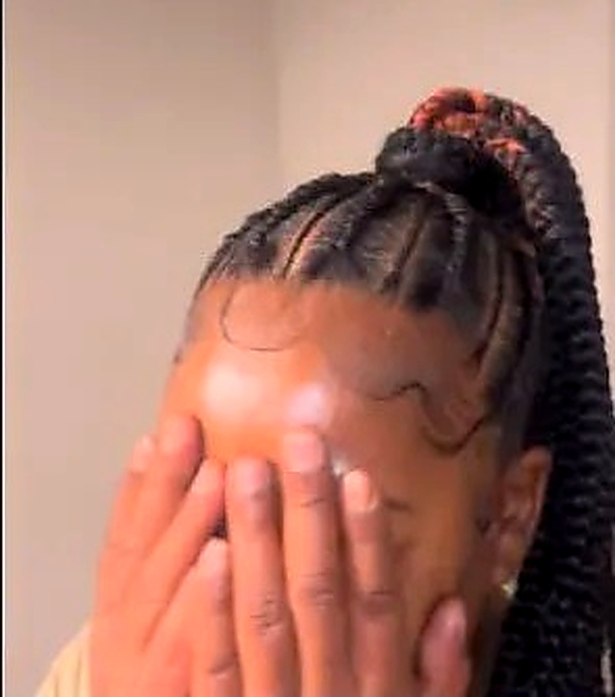 Braided ponytail updo with sleek edges