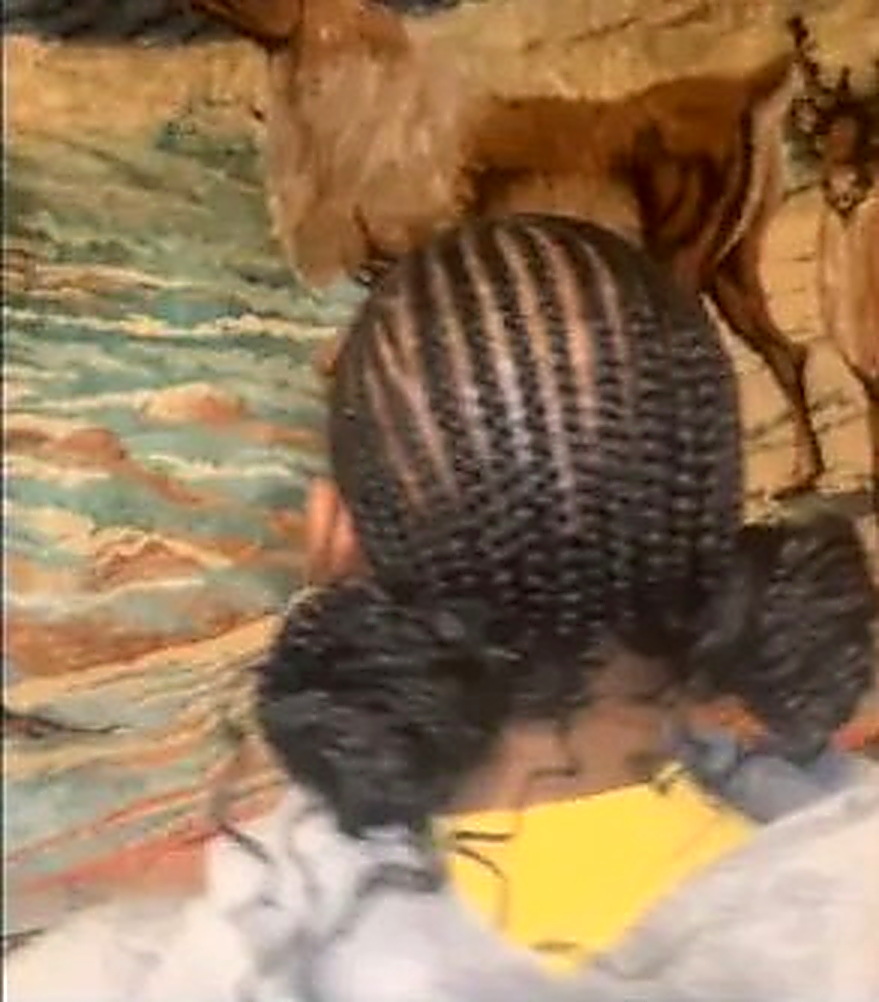 Cornrow ponytail with detailed parting